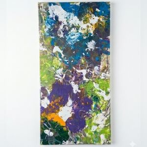 Abstract Canvas Art with Blue, Green, and Purple